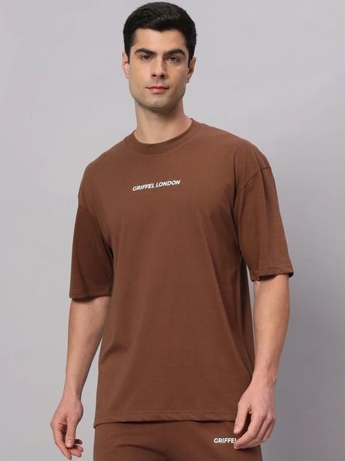 griffel bronze cotton loose fit printed t-shirt