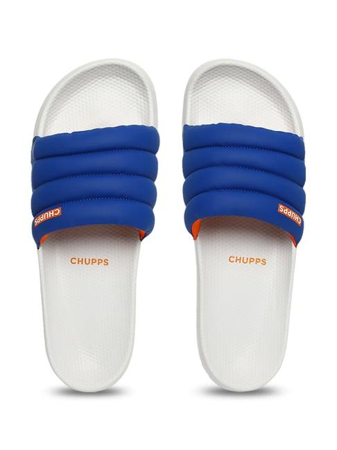 chupps men's classic quilted ergox plus blue slides