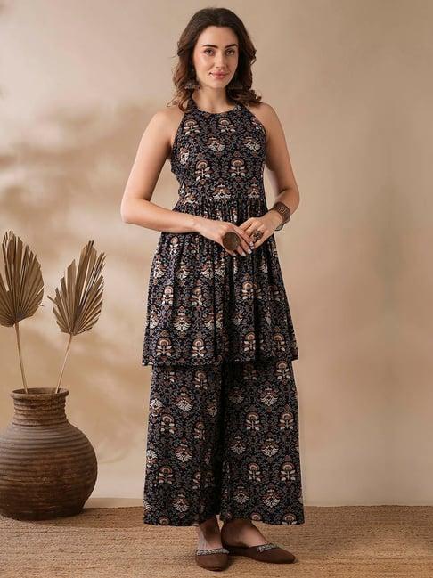 globus blue printed tunic & palazzo set