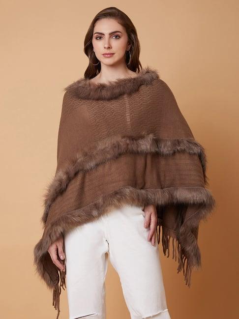 showoff brown regular fit poncho