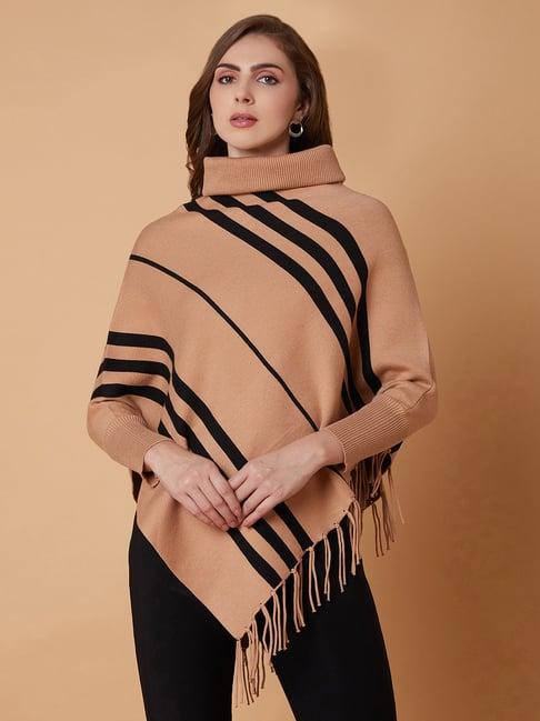 showoff brown stripes poncho