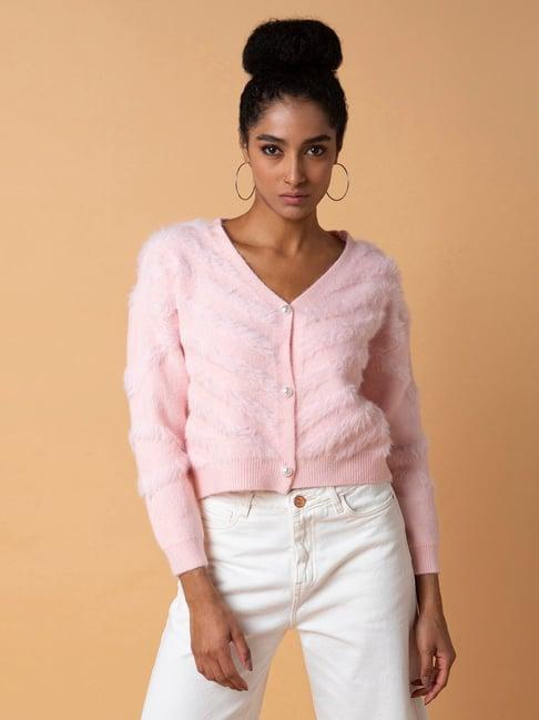 showoff pink regular fit cardigan