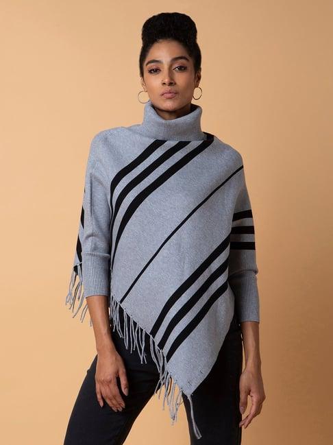 showoff grey stripes poncho