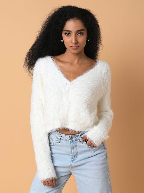 showoff off white relaxed fit cardigan