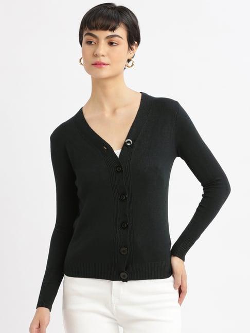 showoff black regular fit cardigan