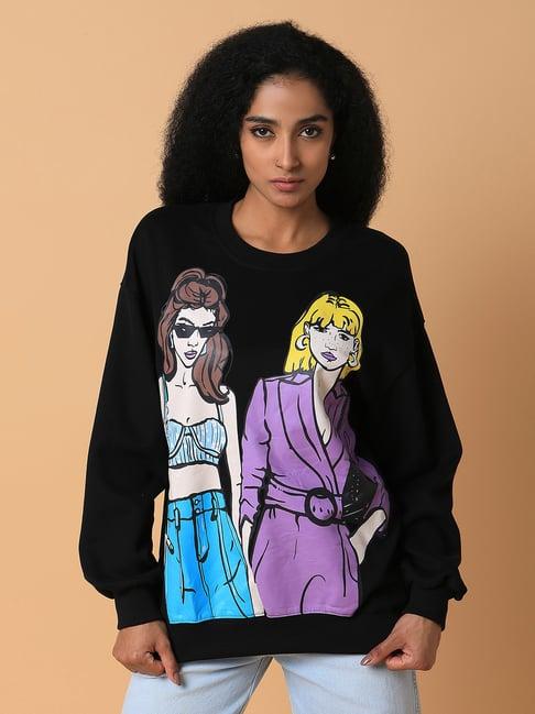 showoff black printed sweatshirt