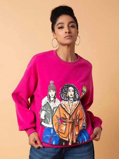 showoff pink printed sweatshirt