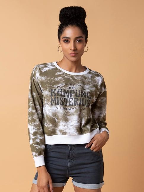 showoff olive printed sweatshirt