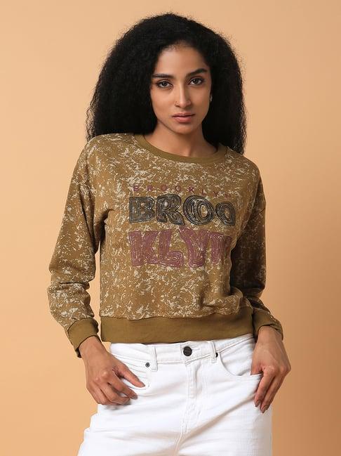 showoff olive printed sweatshirt