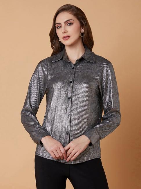 showoff silver slim fit shirt