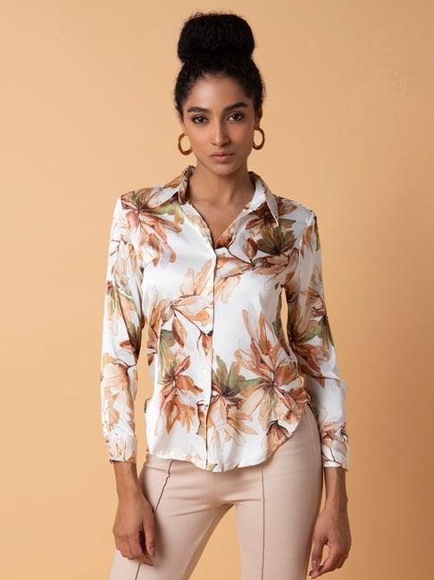 showoff cream floral print shirt