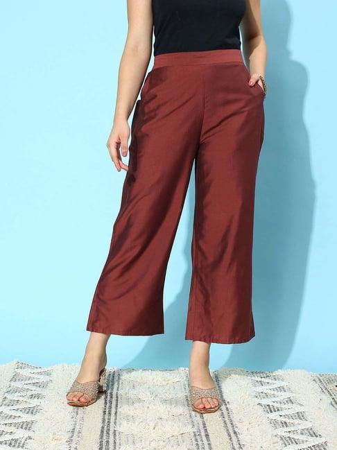 libas maroon flared palazzos