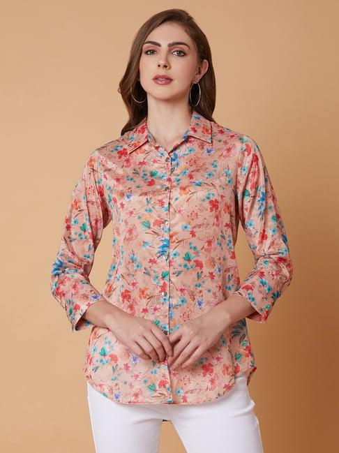 showoff peach floral print shirt