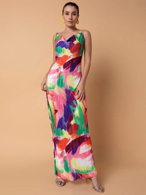 showoff multicolor printed maxi dress