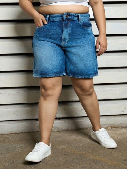 high star blue relaxed fit high rise shorts