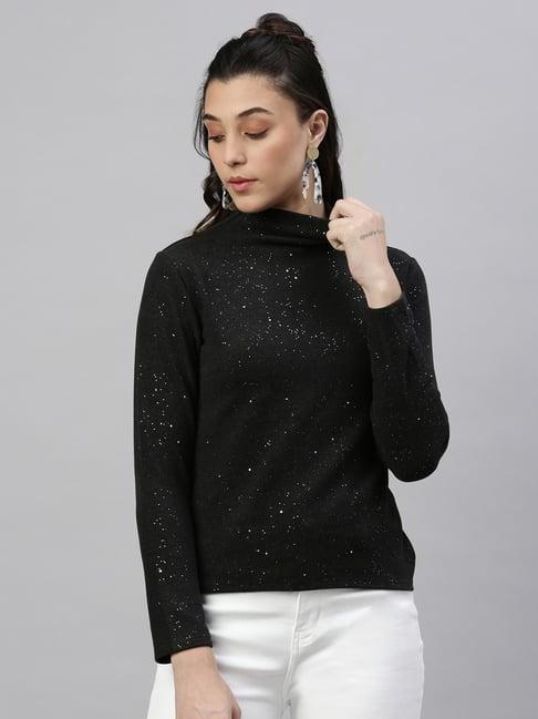 showoff black textured top