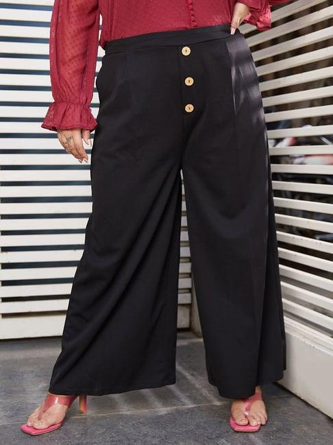 curve by kassually black regular fit mid rise pants