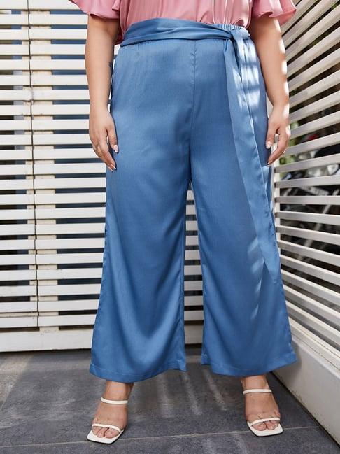 curve by kassually blue regular fit mid rise pants