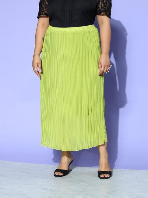 curve by kassually green pleated midi skirt