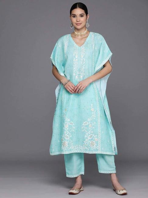 libas blue printed kurta pant set