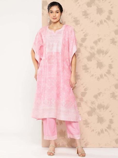 libas pink printed kurta pant set