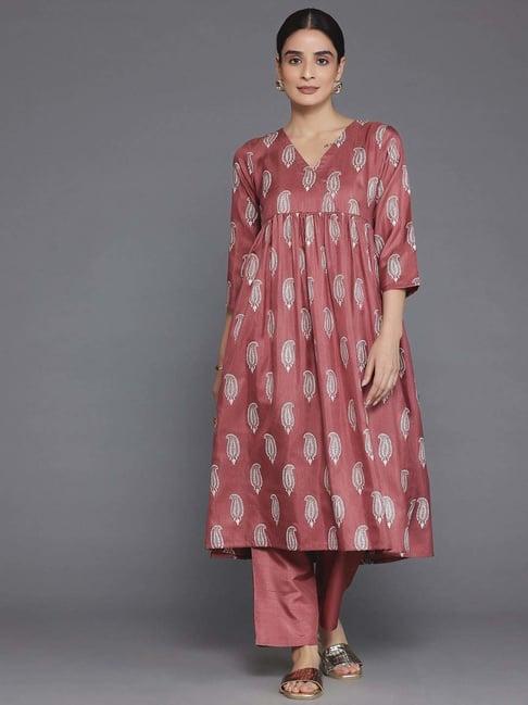 libas pink printed kurta pant set