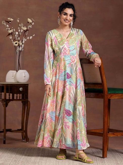 libas green printed maxi dress