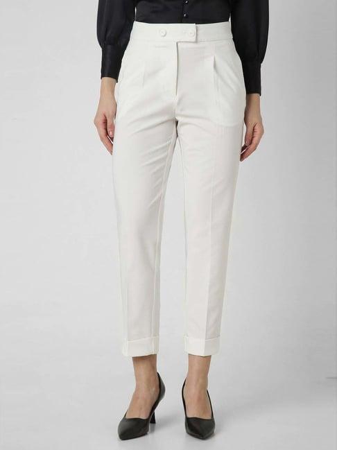 van heusen white mid rise formal trousers