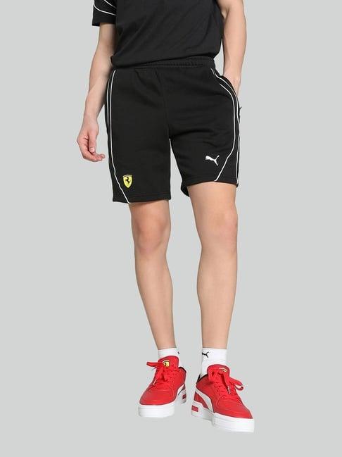 puma black regular fit striped sports shorts