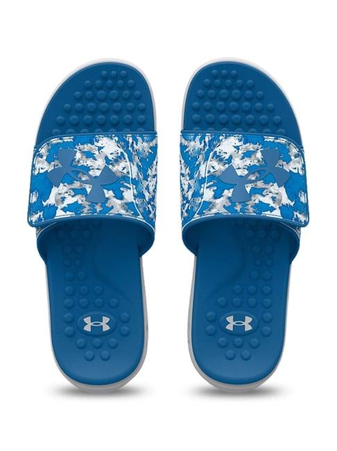 under armour men's ignite pro graphic blue & grey slides