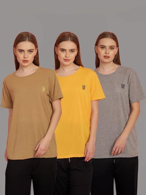 vimal jonney orange & grey cotton t-shirt - pack of 3