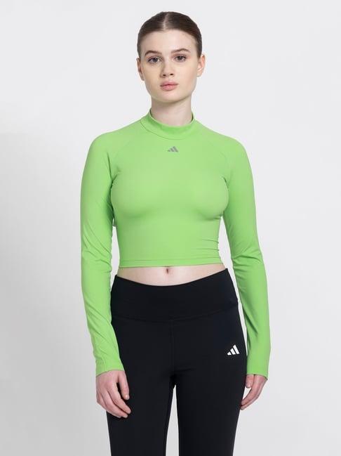 adidas green printed crop top