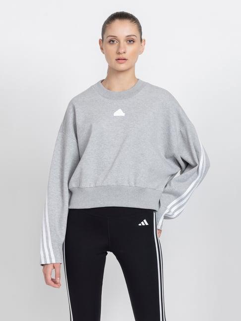 adidas grey striped sweatshirt