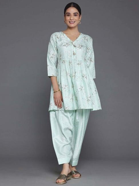 libas sea green printed kurta salwar set