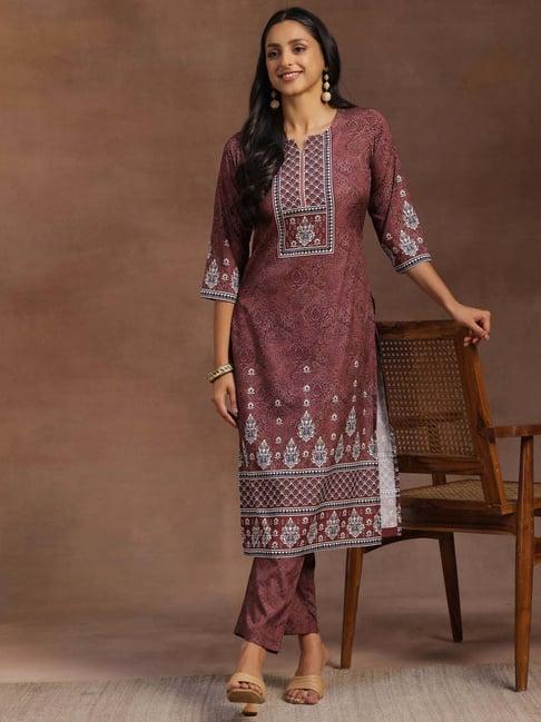 libas brown printed kurta pant set