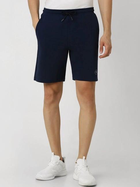 van heusen navy cotton regular fit shorts