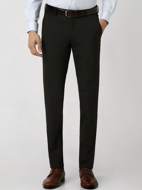 van heusen black slim fit texture trousers