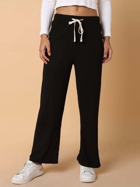 showoff black mid rise flared pants