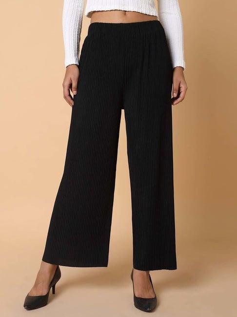 showoff black pleated flared pants