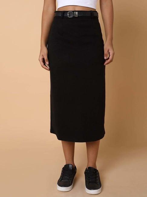 showoff black shift skirt with belt