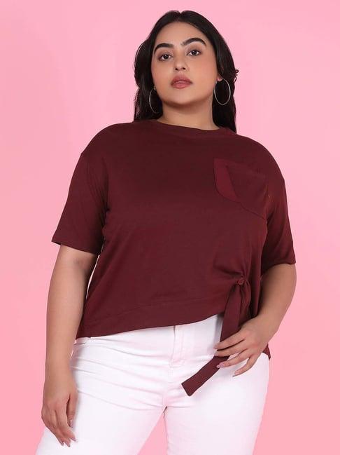 showoff maroon cotton t-shirt