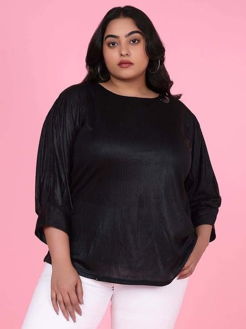 showoff black textured top