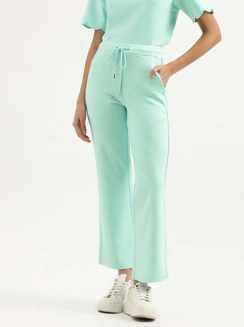 united colors of benetton sea green mid rise pants