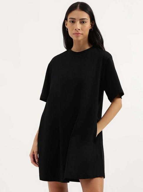 united colors of benetton black cotton shift dress