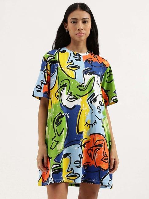 united colors of benetton multicolored printed shift dress