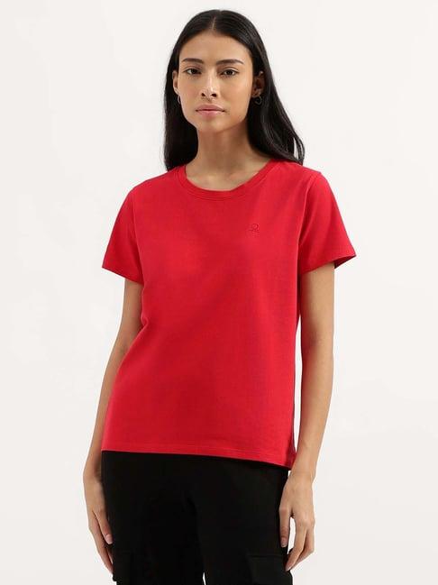 united colors of benetton fuchsia regular fit t-shirt