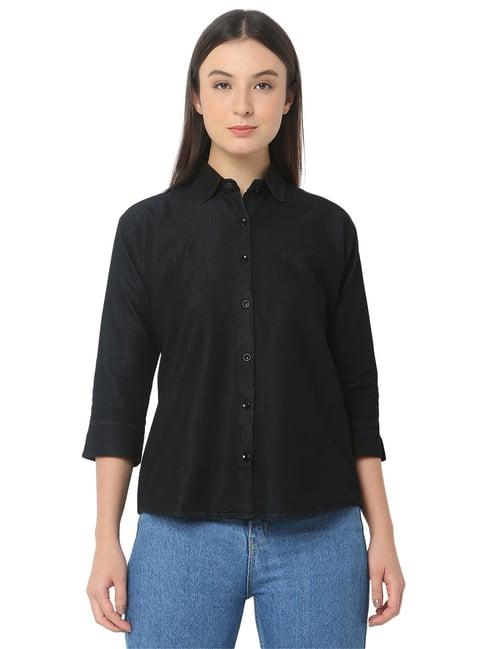 smarty pants black denim shirt