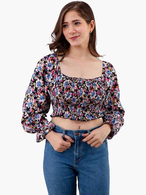 pretty loving thing multicolor floral print crop top