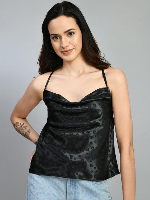 pretty loving thing black printed top