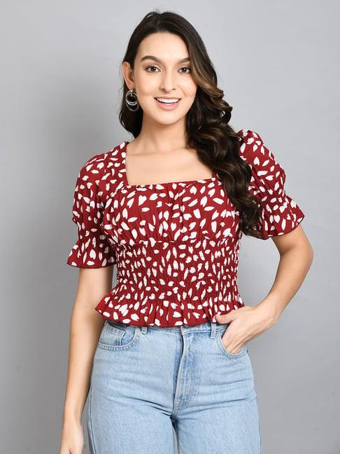 pretty loving thing maroon printed top